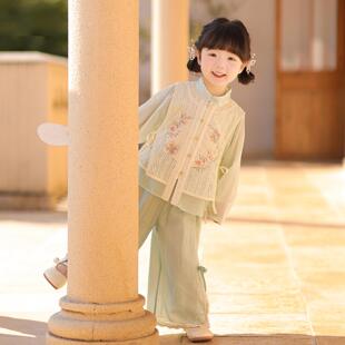 汉服女童2026春夏新款小女孩国风新中式日常裤子套装儿童古风唐装