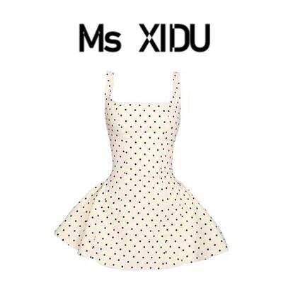 Ms XIDU 双轨虞书欣姜暮同款设计感波点洋装高级感蓬蓬短裙女夏