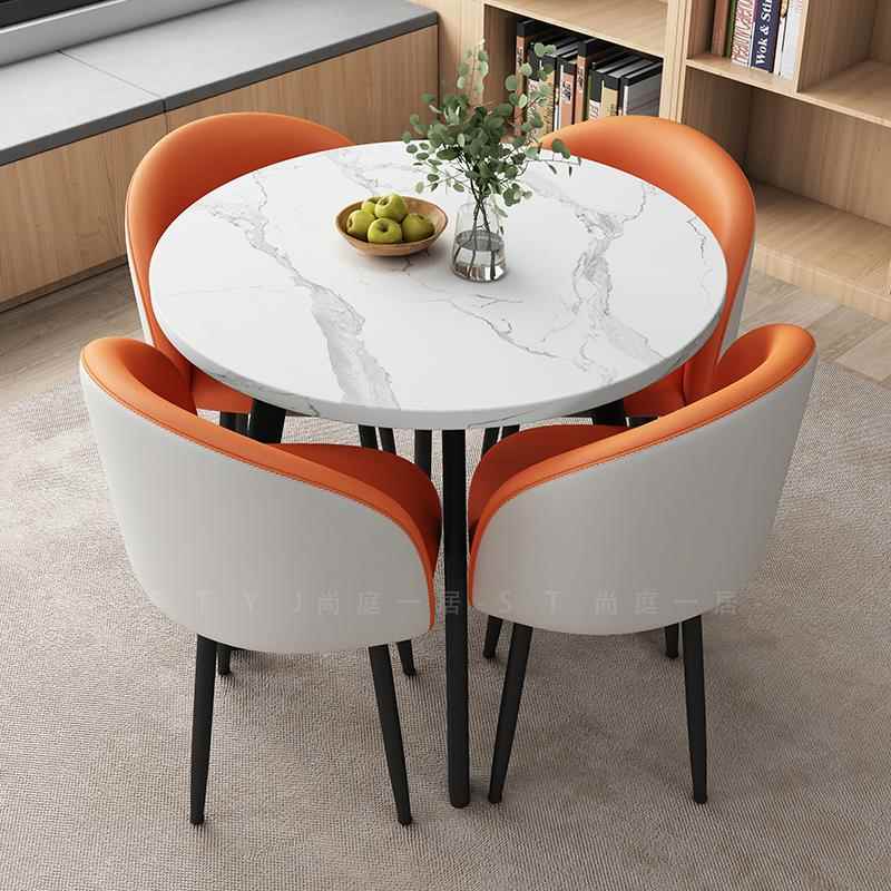 现代简约接待桌椅组合奶茶店商用会客可收纳洽谈桌椅休闲小圆桌