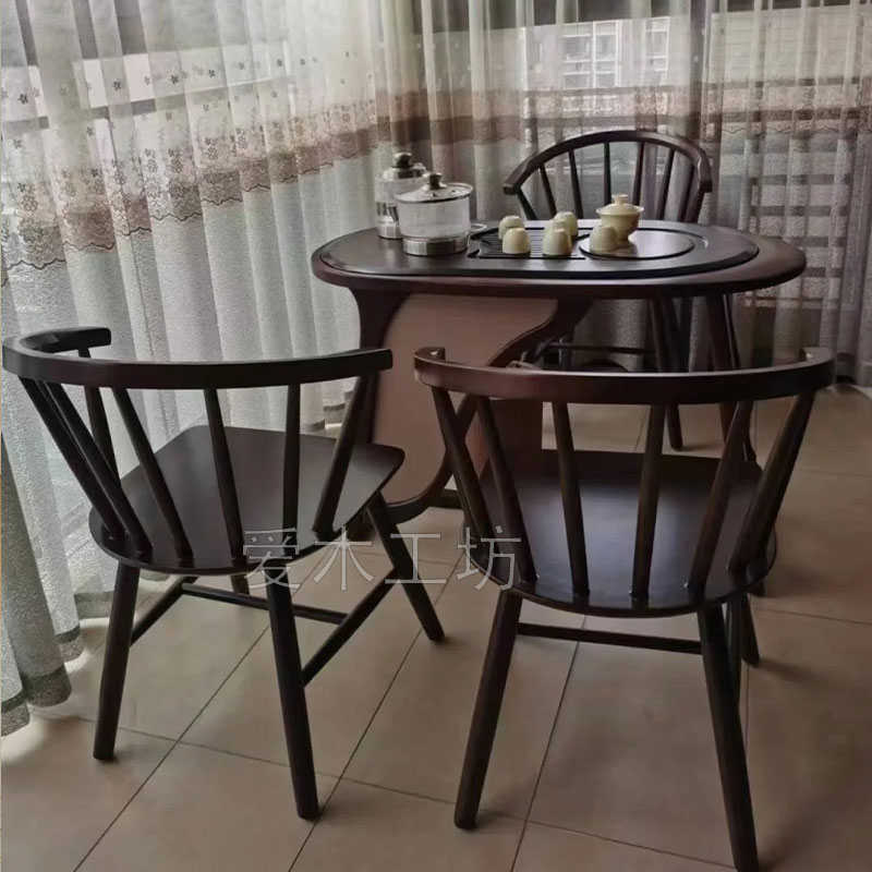 实木椅子日式复古风扶手靠背椅简约餐椅休闲茶室椅奶茶店茶餐厅椅