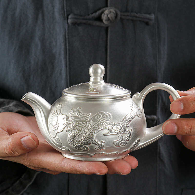 大号足银茶壶鎏银真银手工紫砂高档功夫茶具办公室家用礼品茶具