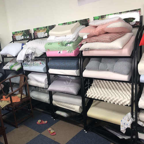 乳胶枕展示架枕头收纳架枕芯陈列架家纺店四件套铁制置物架货架