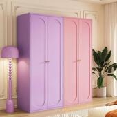 法储式 艺儿童房物 奶油风钢柜制衣家用卧室大纳容量收柜铁无品牌