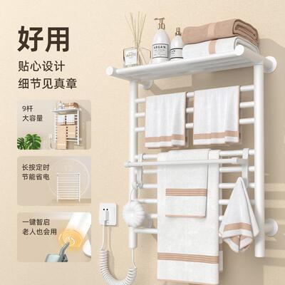 15453电热巾架家用卫生毛间置物干加热智能免打孔浴巾架子G烘D6
