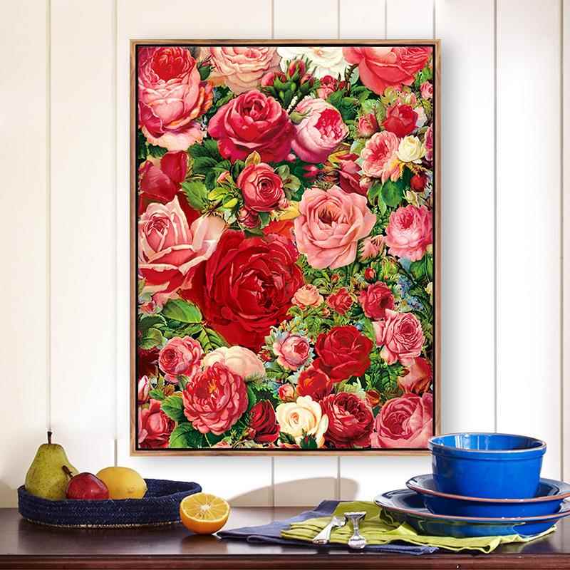 S5882023新款线绣玫瑰花十字绣大幅客厅现代卧室花卉立体手工绣自