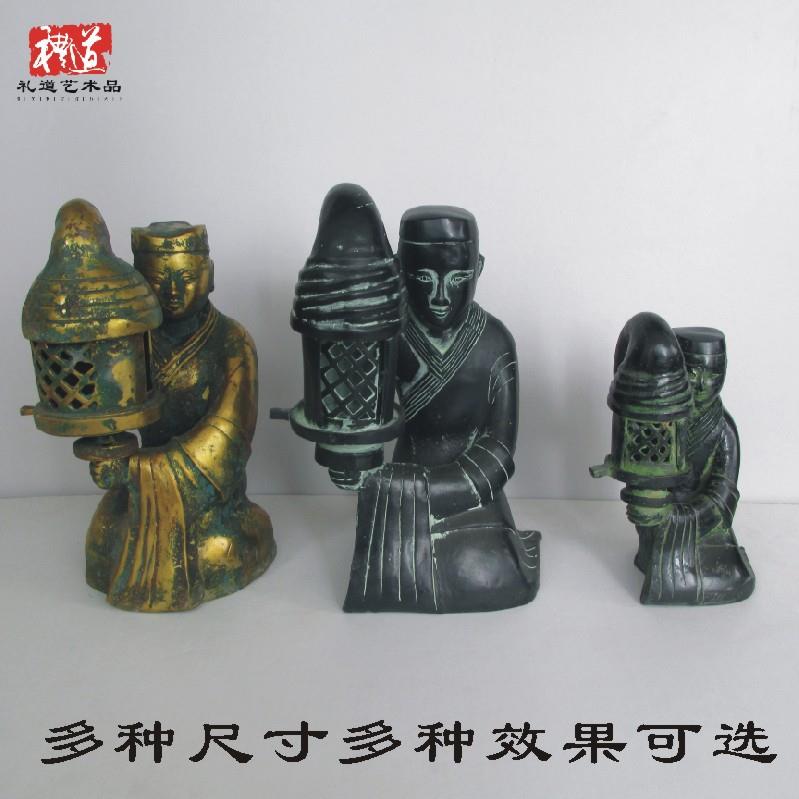 仿古青铜器做旧摆件长信宫灯汉代铜灯具错金银羊牛灯鎏金古玩杂器
