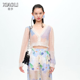 设计师品牌XIAOLI筱李23夏季空调衫马海毛花朵针织开衫