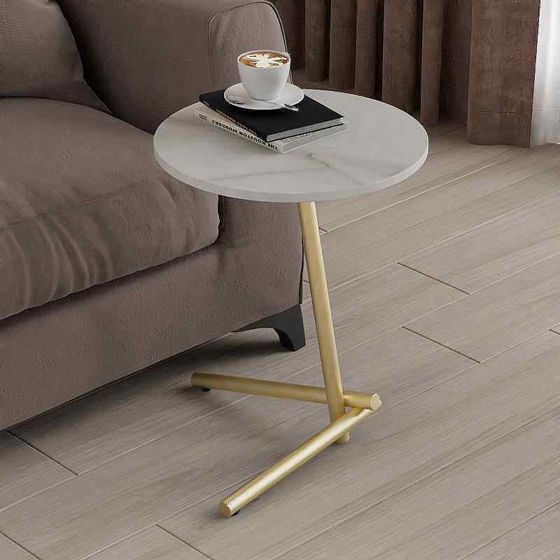 家用沙发边几简约岩板小茶几床头柜客厅边几圆桌子阳台北欧风角几