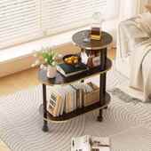 柜移动边小推车岩沙发大理茶几石纹实木轮水柜带可几茶客厅边板