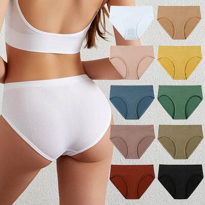 Women Panties Underwear Solid Color Briefs Female Underpants