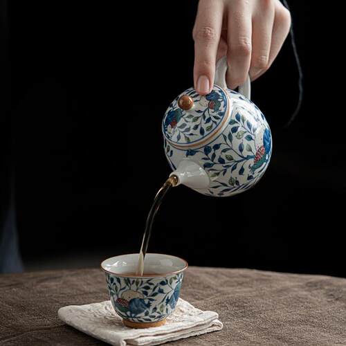 念云居复古青花茶壶小号陶瓷茶具功夫普洱泡茶壶家用过滤单壶