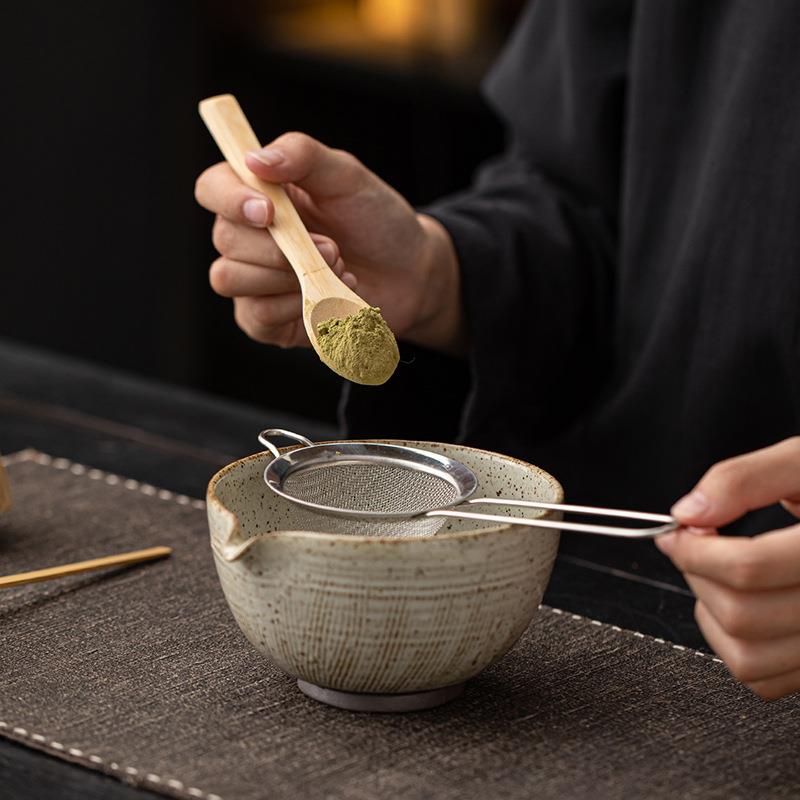 陶野抹茶套装八件套粗陶窑变陶瓷点茶碗百本立茶筅立仿宋点茶工具
