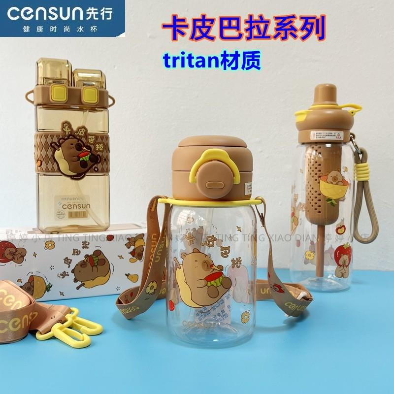 先行卡皮巴拉系列双饮水杯tritan材质幼儿园儿童学生上学吸管水壶