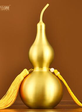 铜葫芦摆件纯黄铜开 口葫芦挂饰客厅家居办公室摆设装饰家用礼品