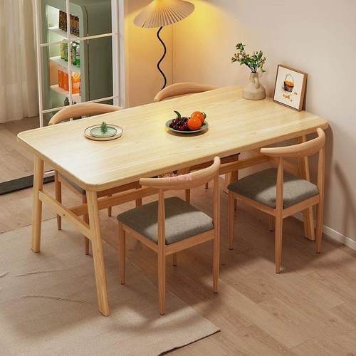 餐木桌快餐店方形餐原桌椅组合家用长商用简约色吃饭未知桌子