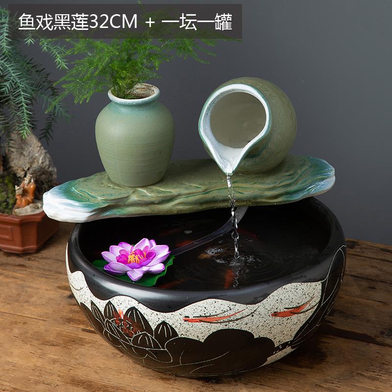 新款禅陶瓷水器意水循环增氧加用湿设备家鱼流缸配件过滤可放滤材