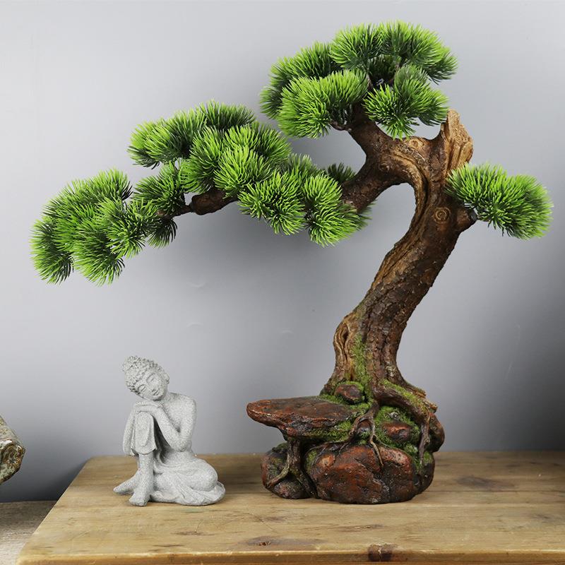 仿真景观迎客松创意园艺花卉盆景布景假树摆件微景观造景植物摆设