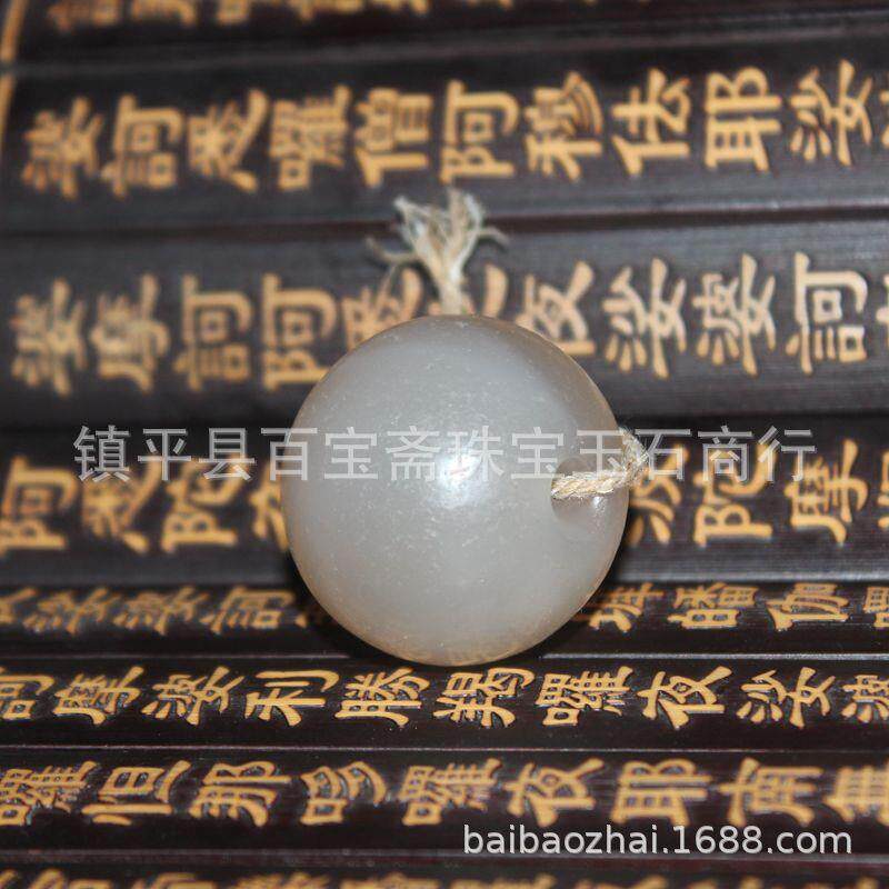 外贸热销高古老玛瑙珠子 战汉老玛瑙圆珠 白玛瑙大孔道马蹄纹圆珠