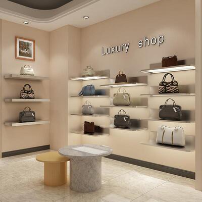 包包架上墙服装店包架子不锈钢拉丝女装店鞋包货架架上墙展示衣服
