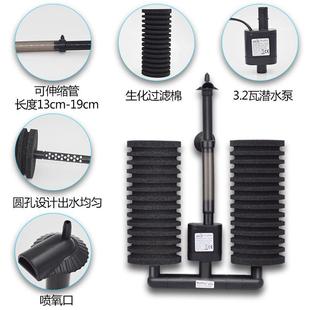 建荣双头电动水妖精鱼缸过滤器自带水泵内置气动式过滤器