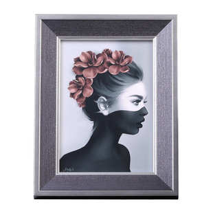 12寸银灰木相框 高端创意摆台2022 样板房间现代轻奢