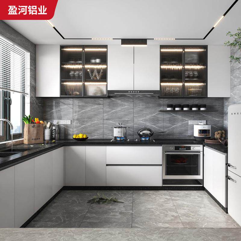 全铝整体橱柜 一体式灶台柜吊柜组合厨柜 高端简易家用橱柜制定