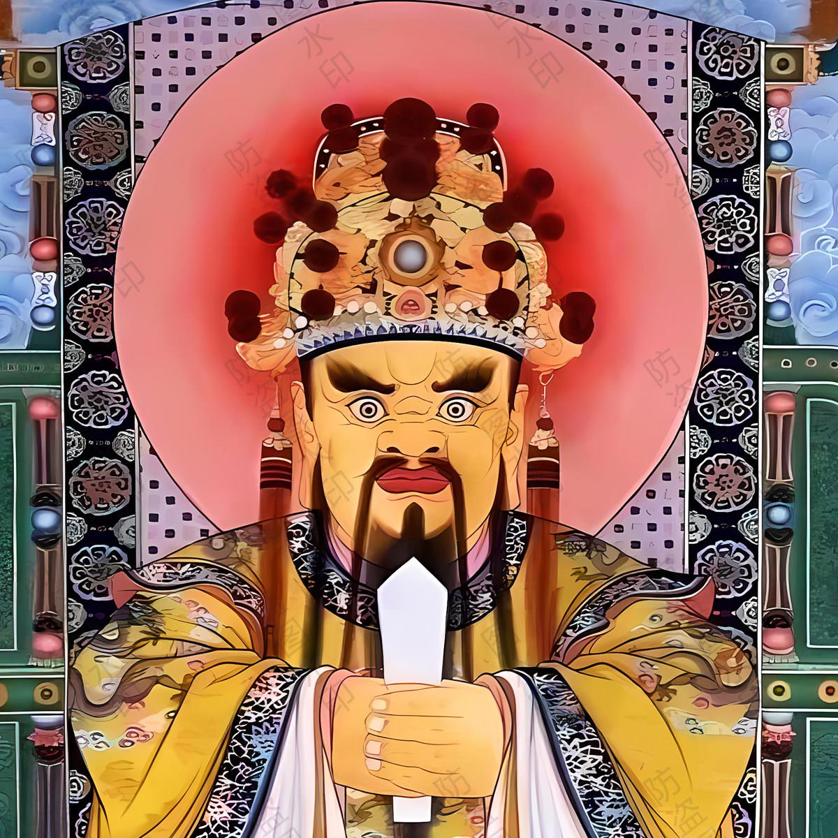 QNT-054龙五爷画像轴财神龙卷五挂爷神像家堂屋供壁奉轴挂画装饰