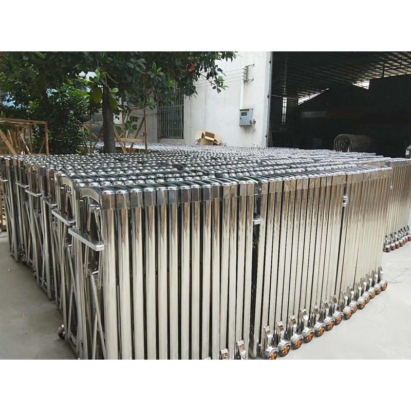 手动推拉路障折叠不锈钢伸缩大门别墅入户高速移动交通施工护栏门