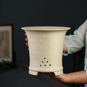 尚扣紫砂花盆君子兰专用大口径绿植透气桌面地面古典素面手工花器