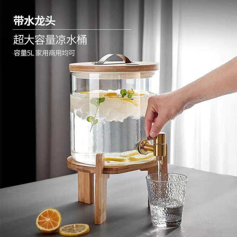 耐高温冷水壶玻璃家用高颜值冰箱冷水壶带龙头泡酒玻璃瓶密封罐子