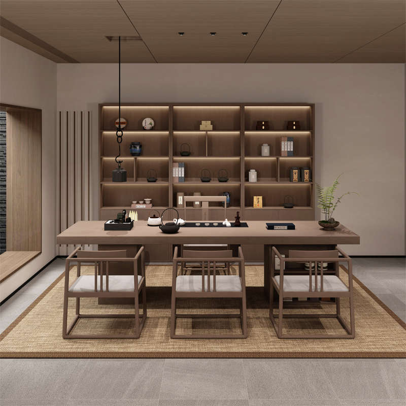 新中式茶桌椅组合禅意实木功夫茶台家用办公茶室茶艺泡茶桌会客桌