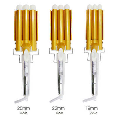 三管水波纹蛋卷头夹棒卷发器19mm22mm25mm泡面头卷发棒