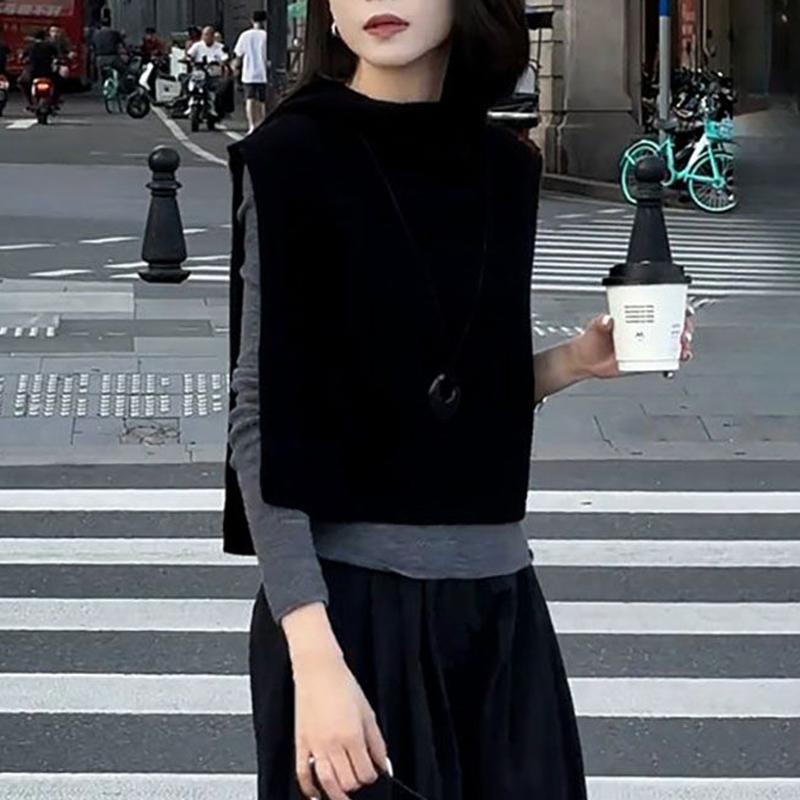 极速入秋搭配一整套时尚简约设计感无袖马甲女休闲显瘦百搭长袖打