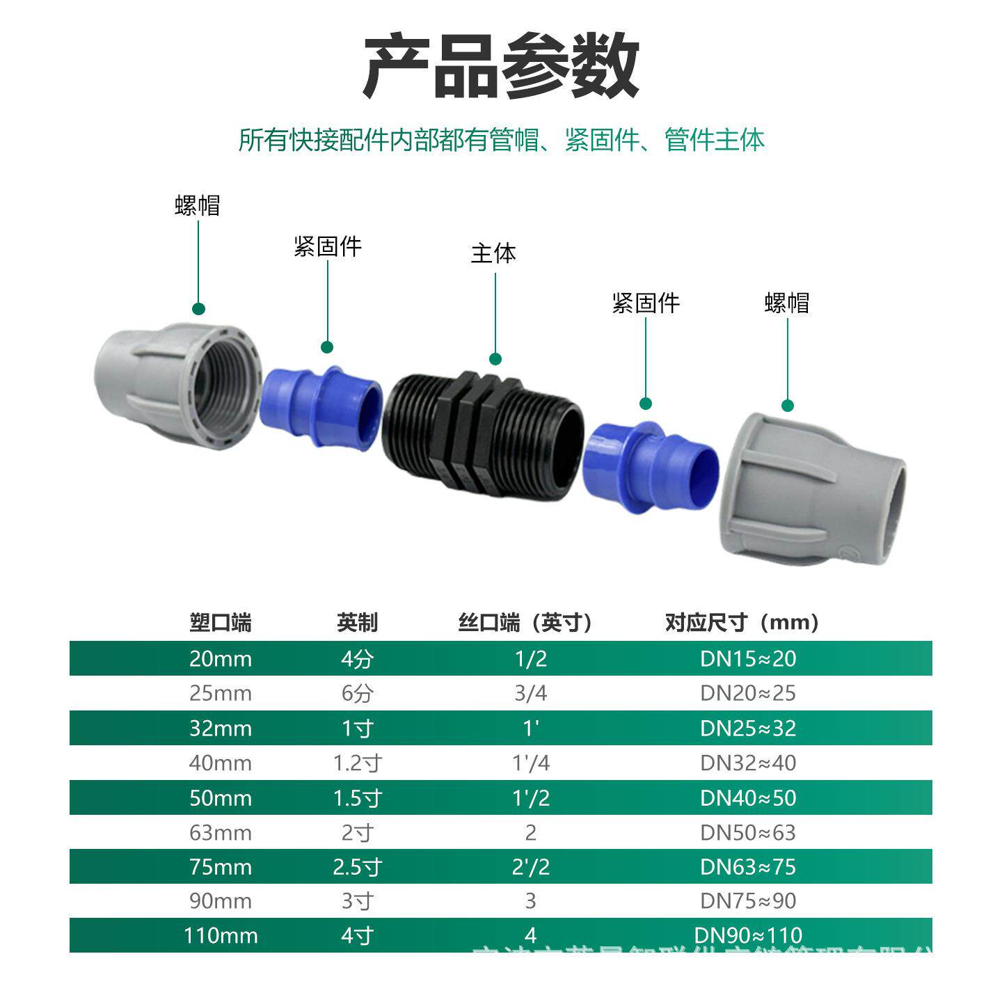 PE管塔利接头配件大棚花园锁环型接管薄管外丝管套整箱装