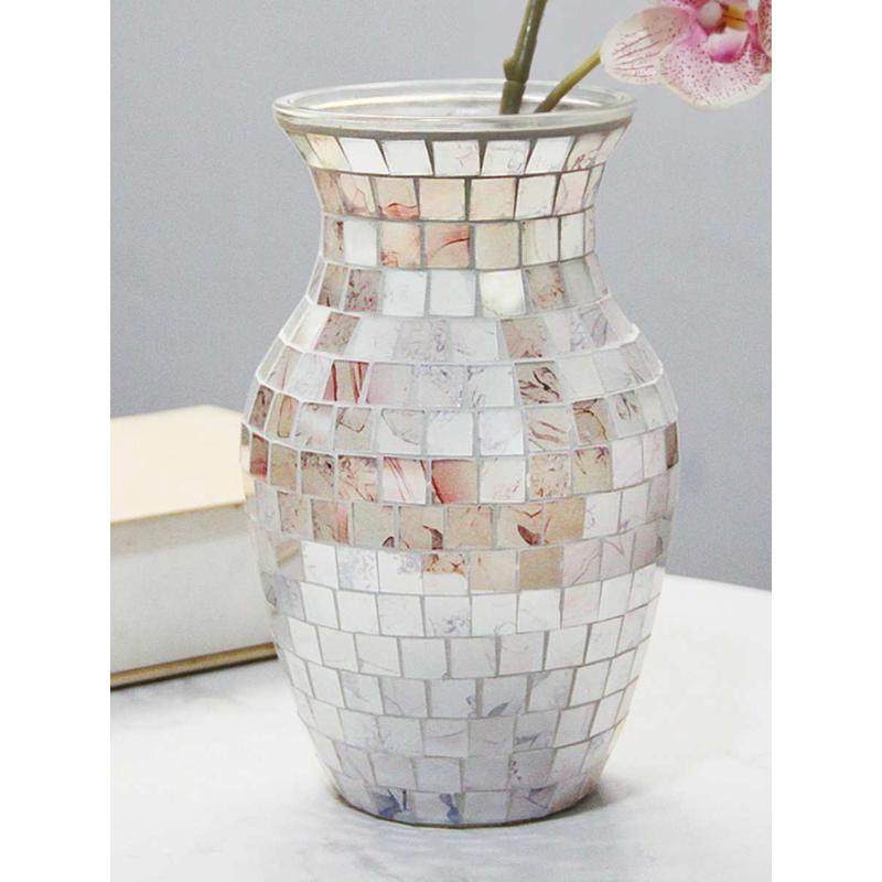 欧式粉紫色碎花收脖马赛克玻璃花瓶时尚家居客厅餐厅装饰台面花插,家居饰品,花瓶,淘宝优惠券,粉丝福利购,淘宝优惠卷