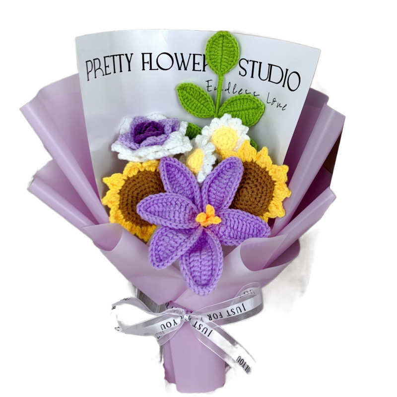 高端成品毛线编织母亲节手捧花新娘结婚仿真花送女友