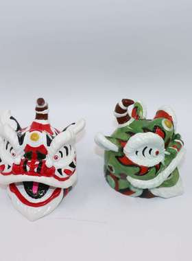 新中式醒狮摆件国潮舞狮子狮头工艺品样板间儿童房家居桌面小装饰