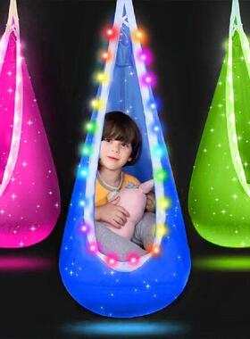 Light Up Kids Pod Swing Seat Cotton Hanging Chair 4 Light
