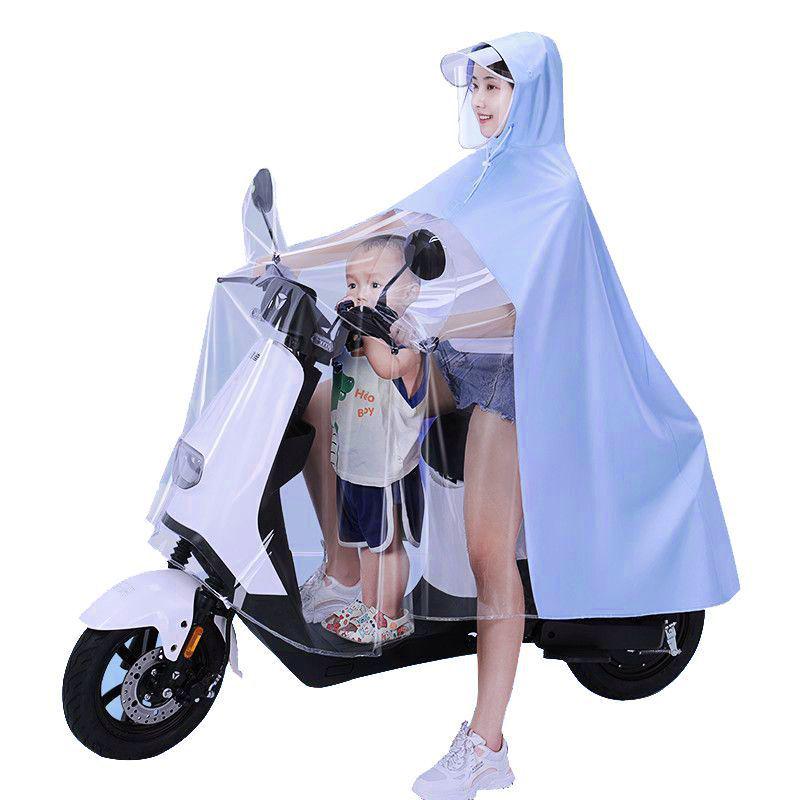 雨衣电动车单双人母子女亲子长款全身防暴雨接娃专用透明雨披神器