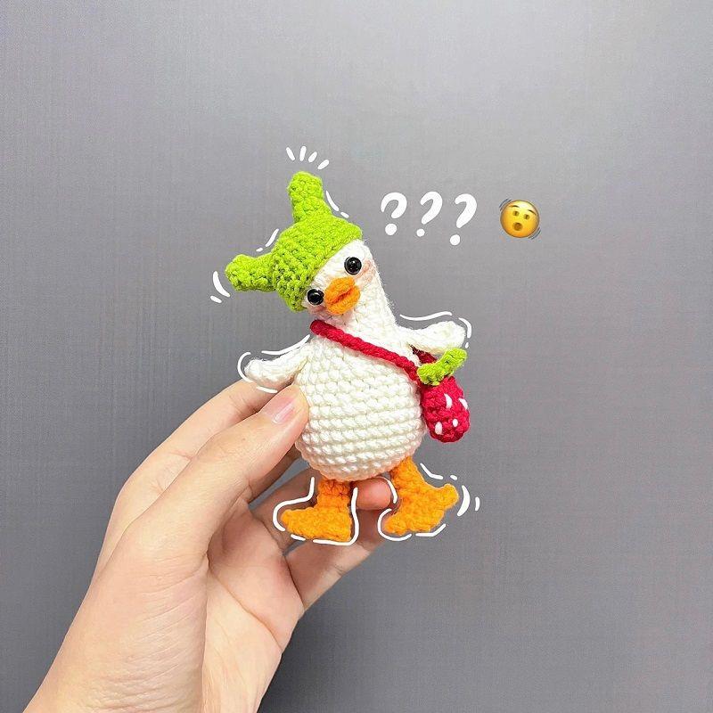 【成品】摆烂歪头鸭挂件毛线钩针可爱小鸭子钥匙扣