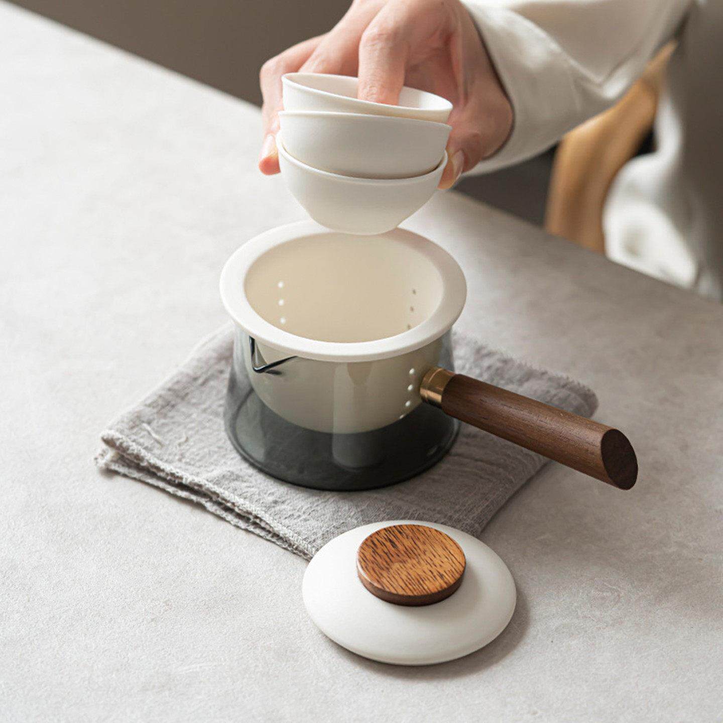 快客杯户外露营一壶三杯玻璃便携式陶瓷简约长柄功夫旅行茶具套装