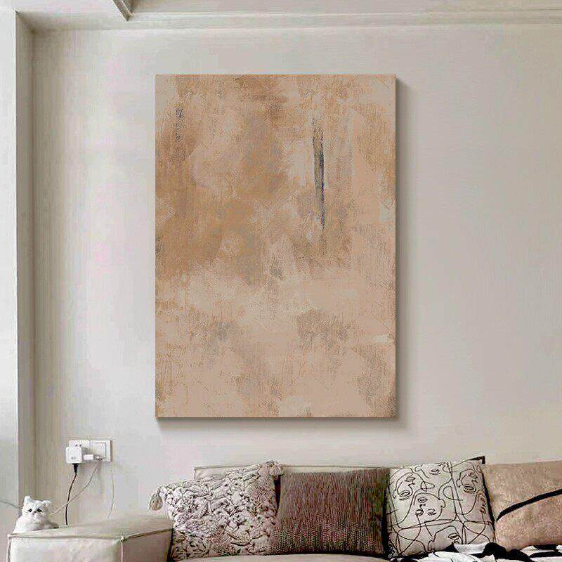 驼色法式中古风客厅装饰画画抽象艺术沙发背景墙挂画画侘寂风玄关