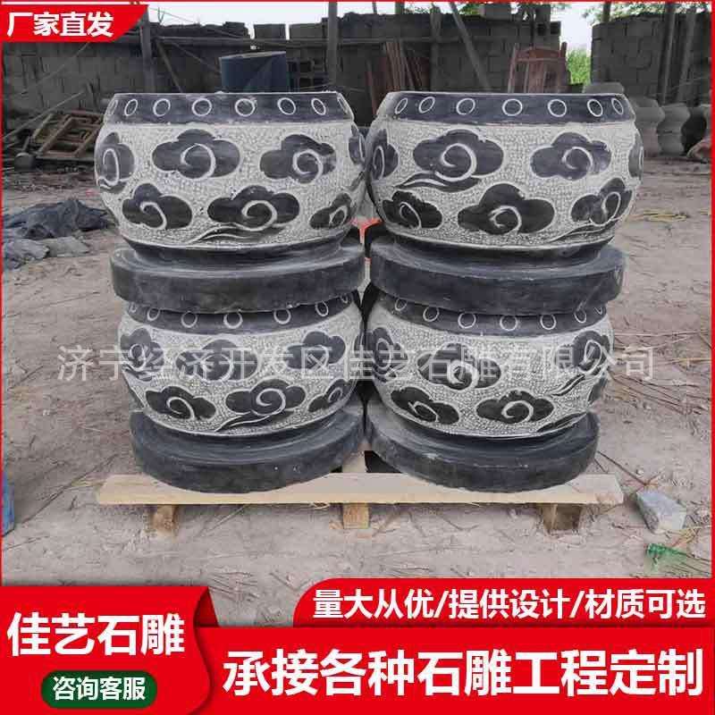 青石石雕柱墩 厂家加工庭院柱基石 石头柱顶石头雕刻柱础石石柱礅