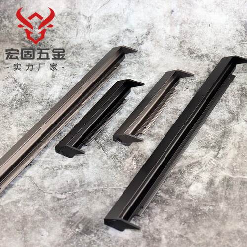 意式嵌入式抽屉衣柜门把手轻奢黑色加厚25板开槽整体橱柜门钓鱼拉