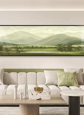 网红山有靠客厅装饰画山水画沙背景墙挂画巨手人发山绘油背画横版