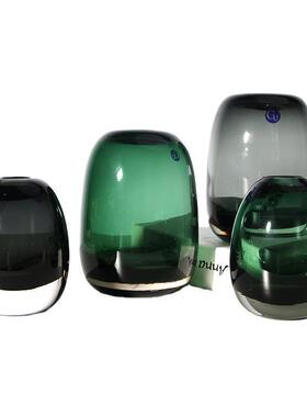 日式手作套色工艺花瓶 圆润厚重玻璃花瓶装饰水培工艺品装饰摆件