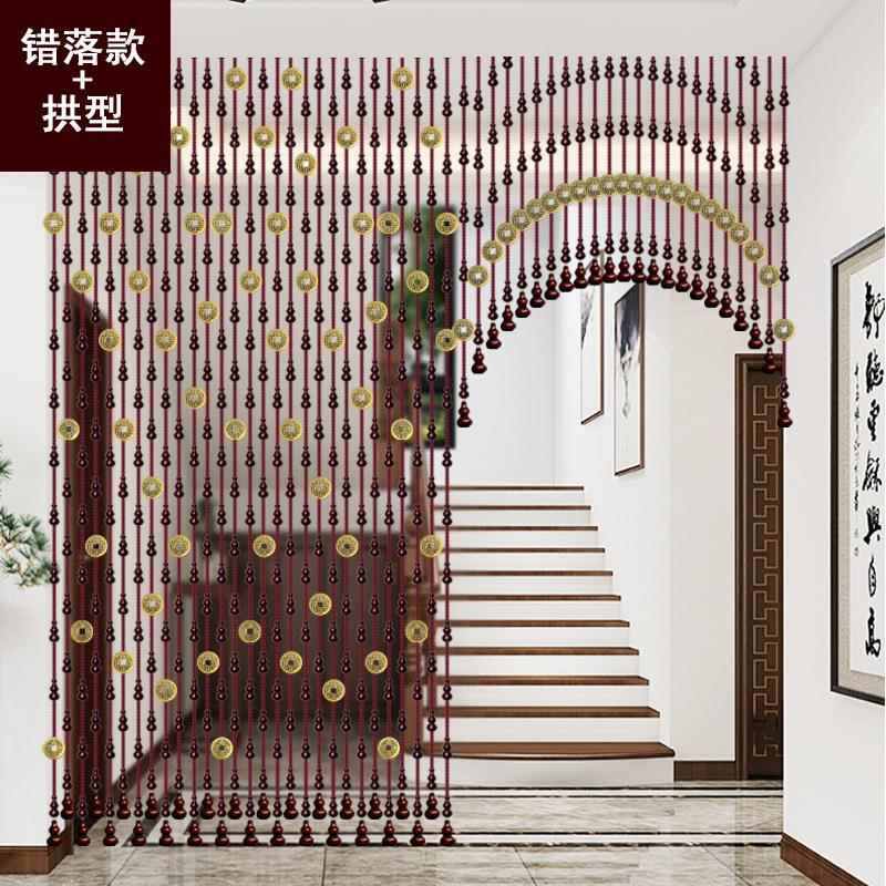 铜钱木葫芦珠帘屏所风门帘水晶断客厅厕玄关挂桃帘遮隔挡FS726416