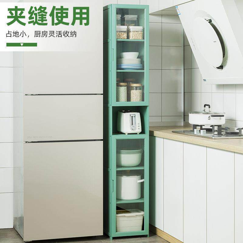 带门的厨房储物柜置物架子新款落地调料微波炉碗架餐具柜多层橱柜