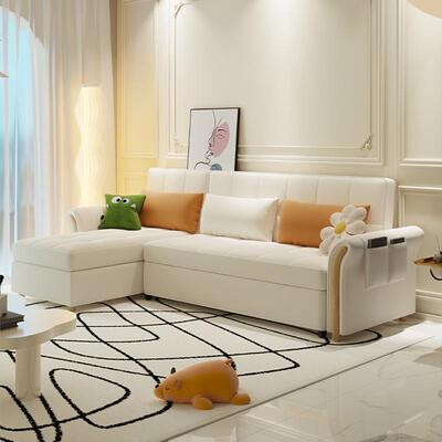 小户客厅沙发床可物免洗防三科型技布转角沙发床折7385叠两储用