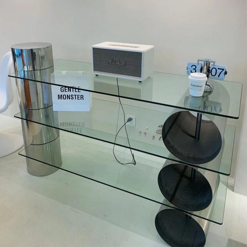 服装店展示架玻璃中岛流水台落地多层买手店饰品货架鞋包店陈列架